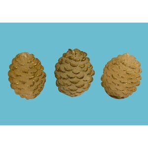 Pine Cone Shaped Candles White Gold Vintage 1960 Lot 3 Holiday Centerpiece Craft